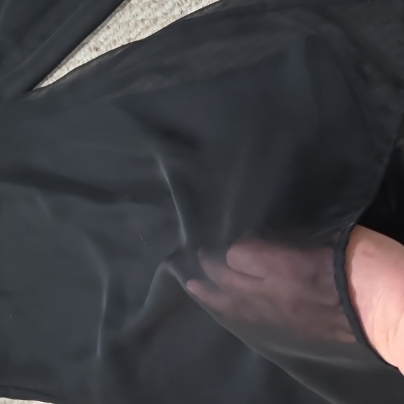 Chic Black Wide-Leg Pants With Sheer Outer Layer - Picture 4 of 15